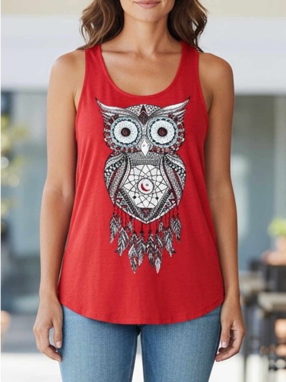No Boundaries Red Owl Graphic Tank
